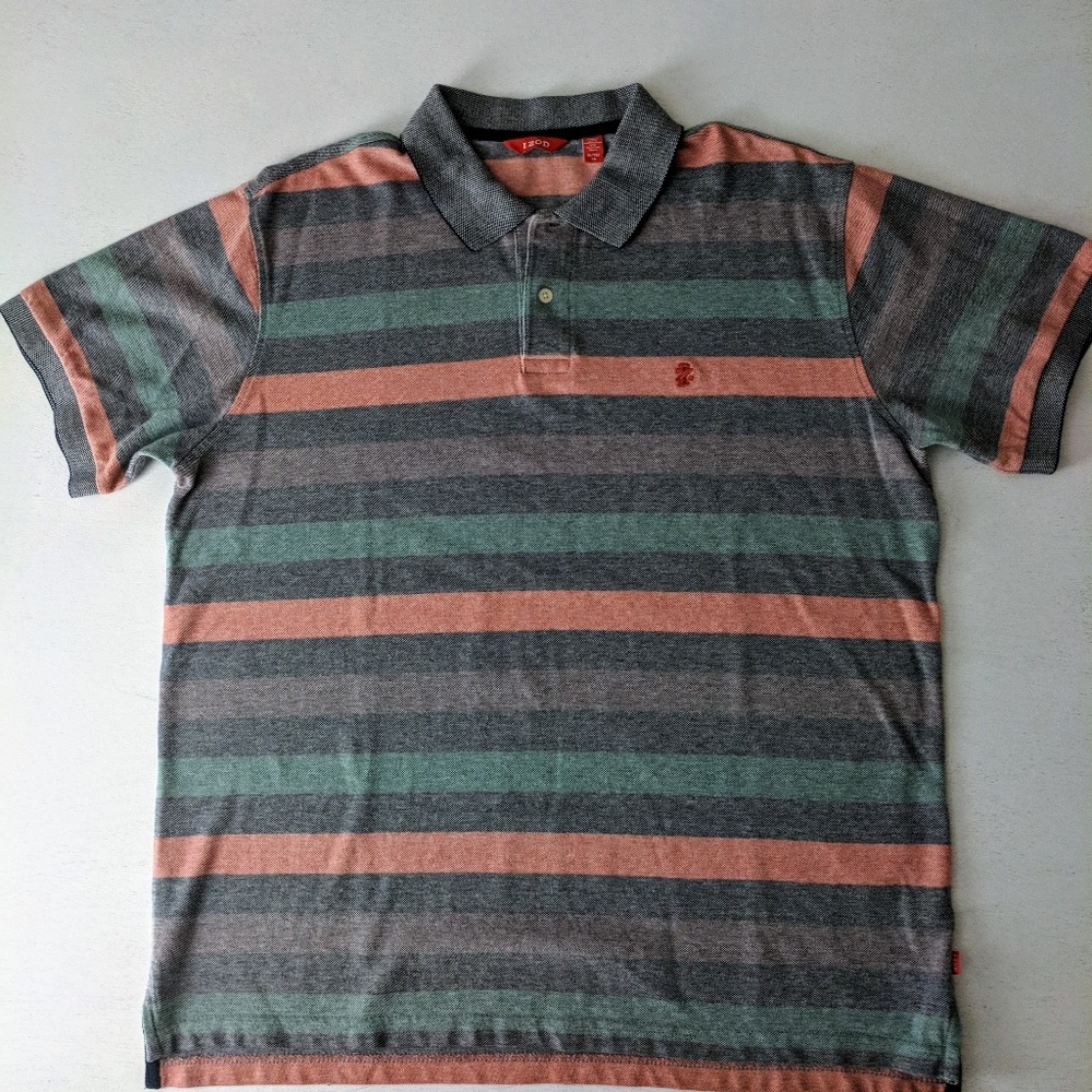 Izod Multicolored Striped Rainbow Polo Size XL